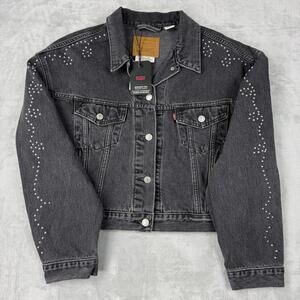 Levi's Shrunken '90s VTG Trucker Jacket Women’s Size XL Cropped Black Denim NWT